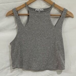 Poof! Gray Sleeveless Crop Top
